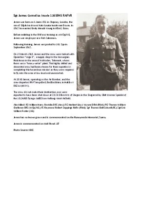 A preview of a PDF biography for Insole, James Cornelius